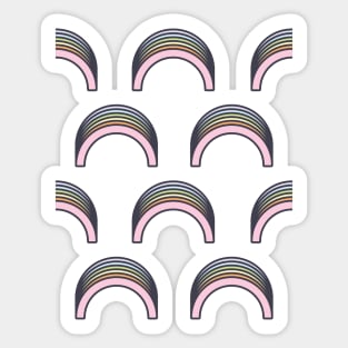 retro pastel rainbows pattern Sticker